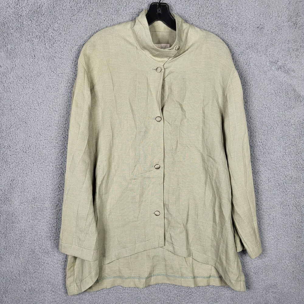 Layers Santa Barbara Women's light green button up blouse Size M